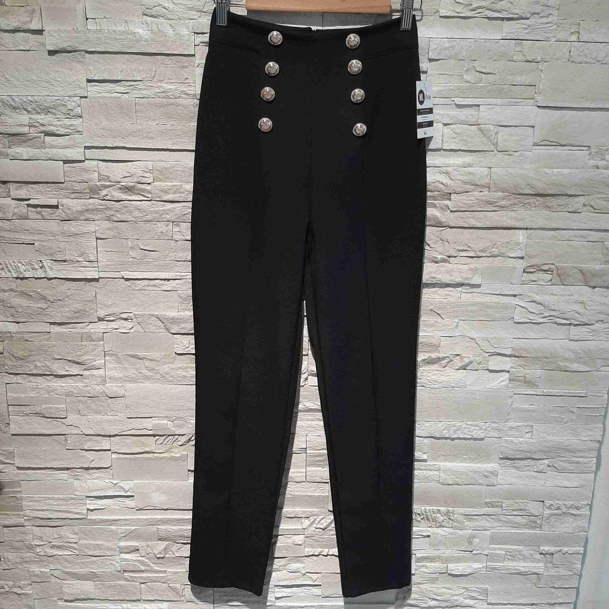 Pantaloni slim con bottoni dorati