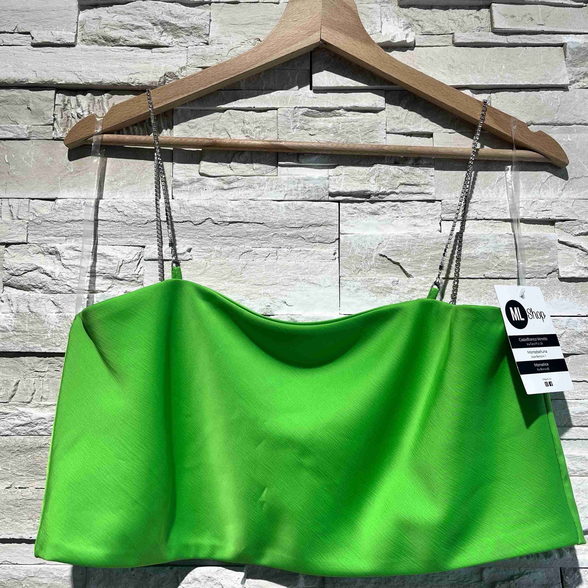 Top a fascia con spalline con diamantini