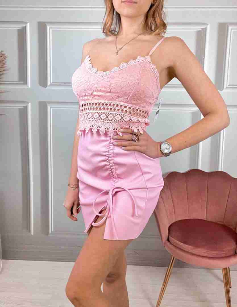 Gonna in ecopelle con arricciatura