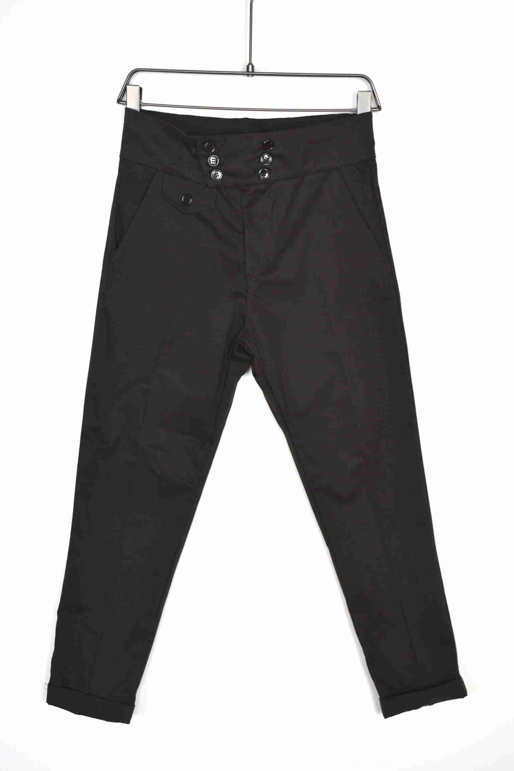 Pantaloni eleganti neri con bottoni