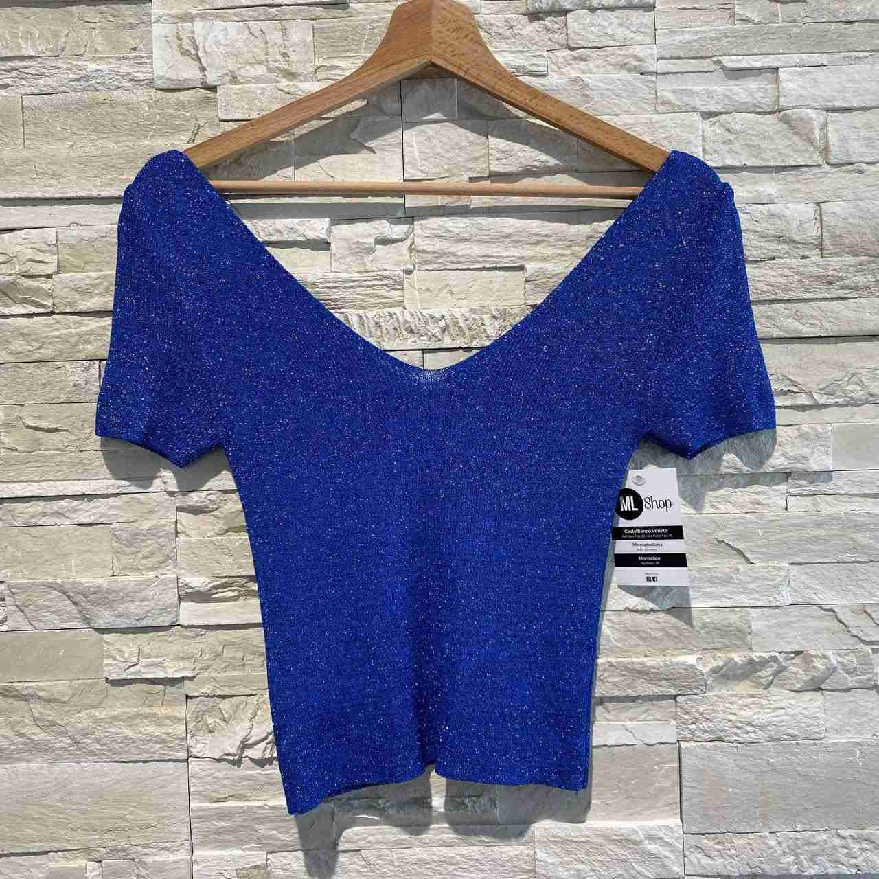 Top lurex con scollo a v