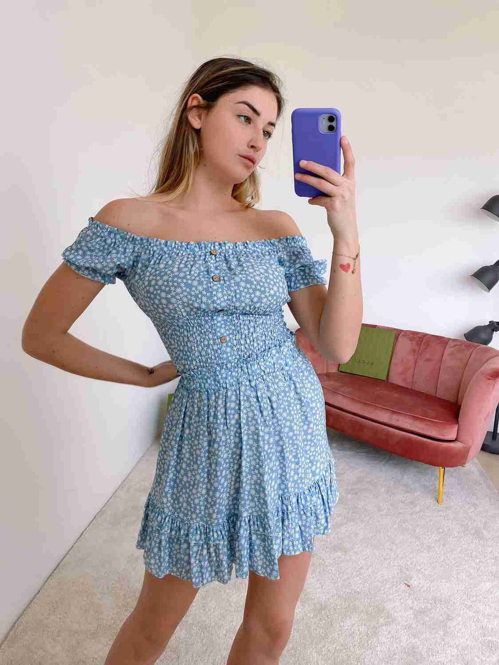 Gonna in viscosa con balza