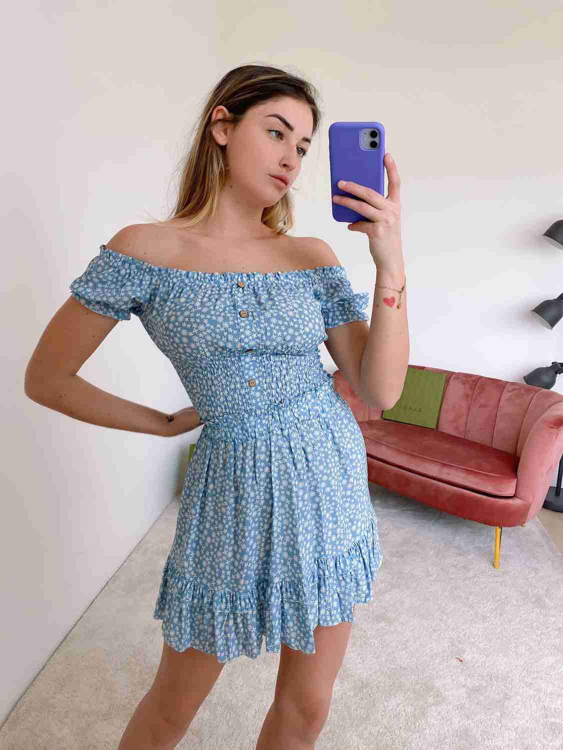 Gonna in viscosa con balza