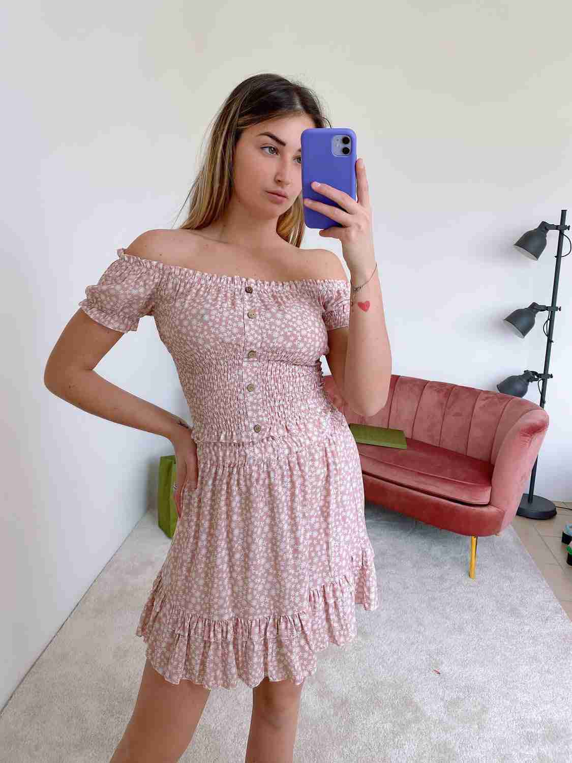 Gonna in viscosa con balza