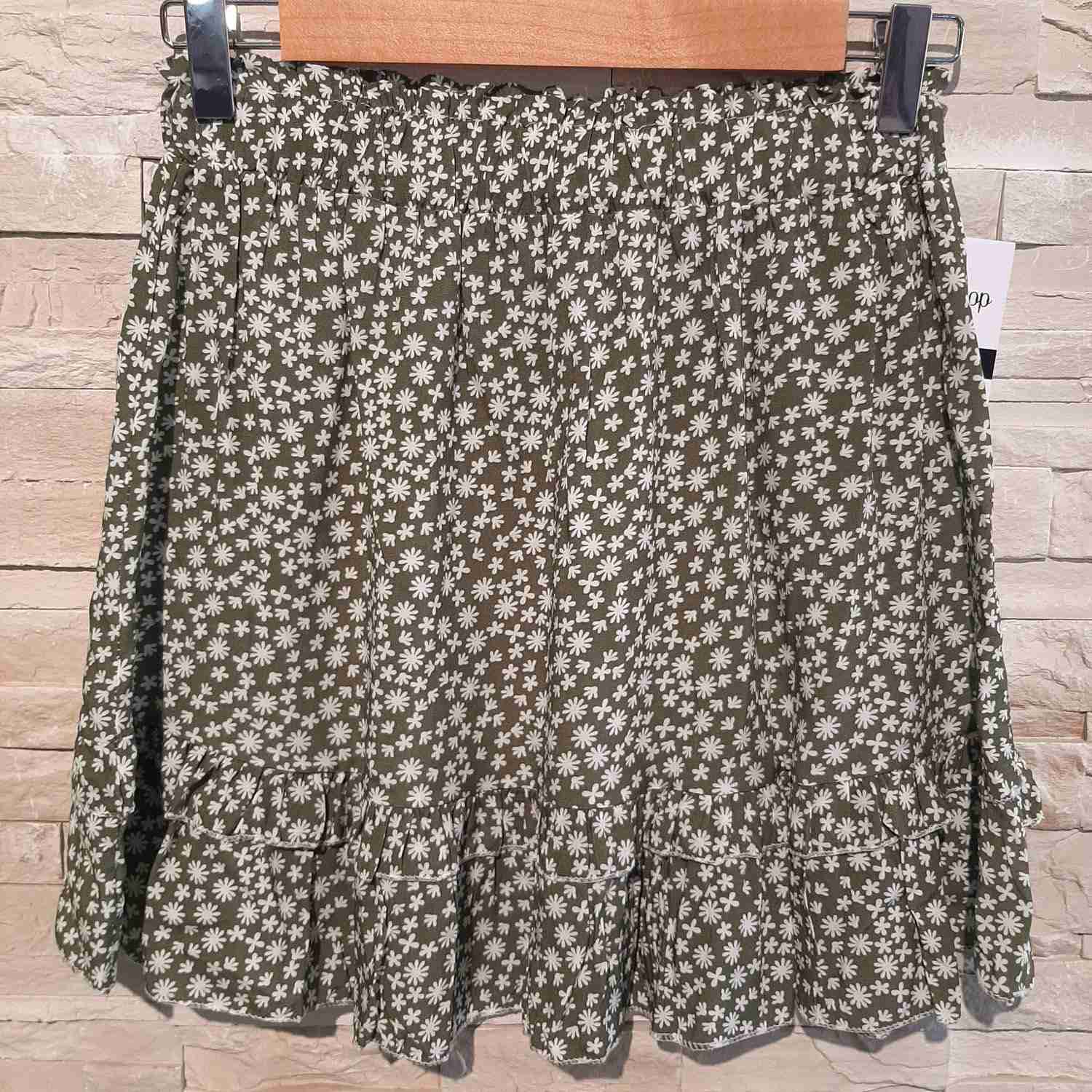 Gonna in viscosa con balza