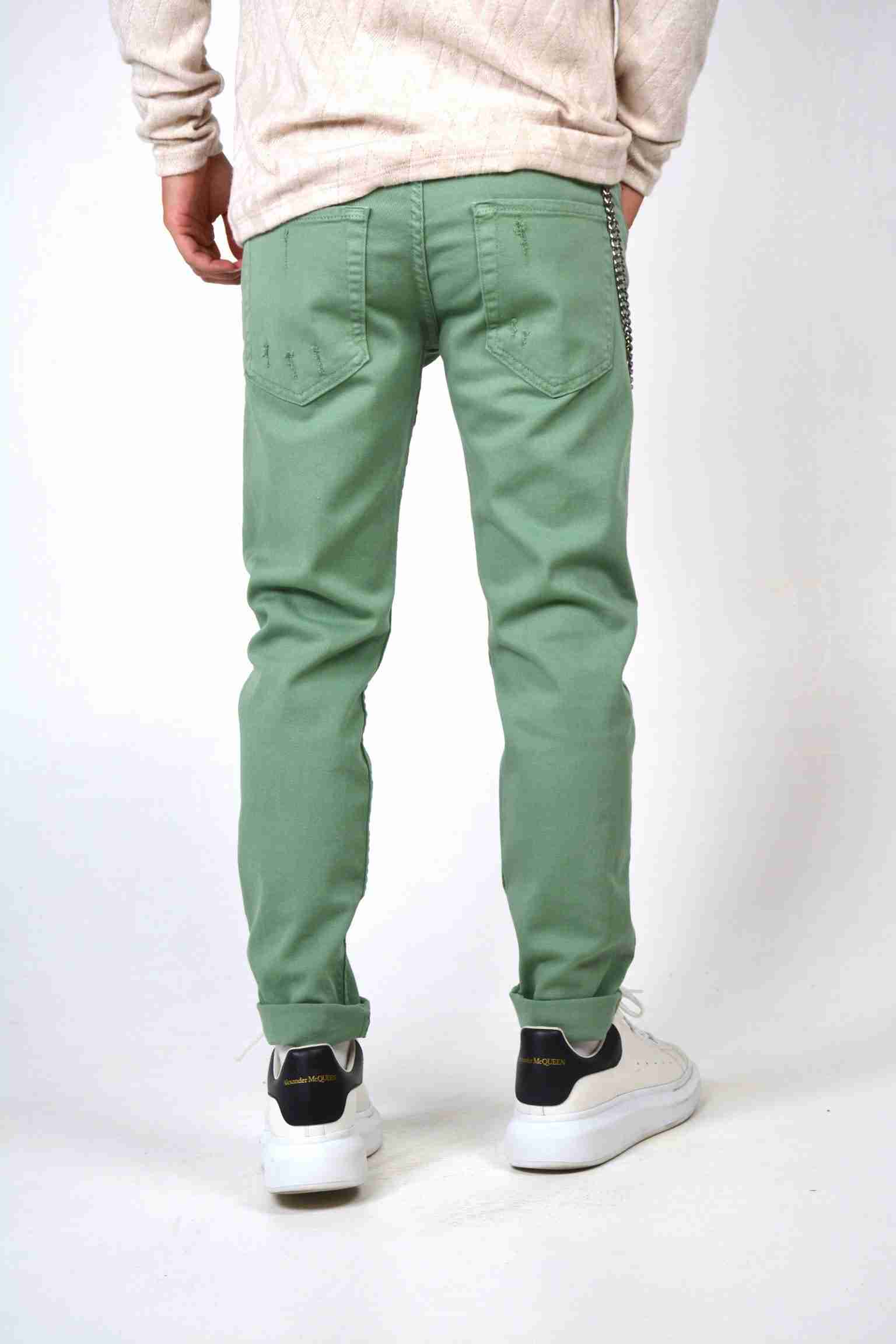 Jeans slim verde acqua