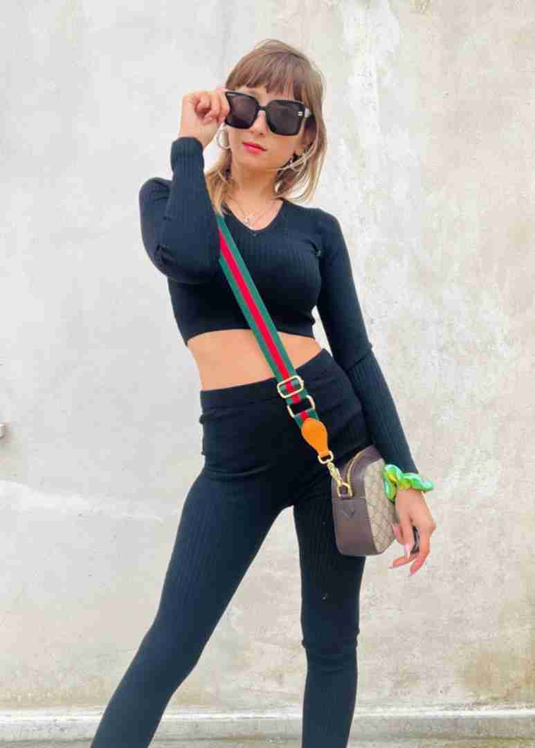 Coordinato leggins e maglione in lanetta a costine