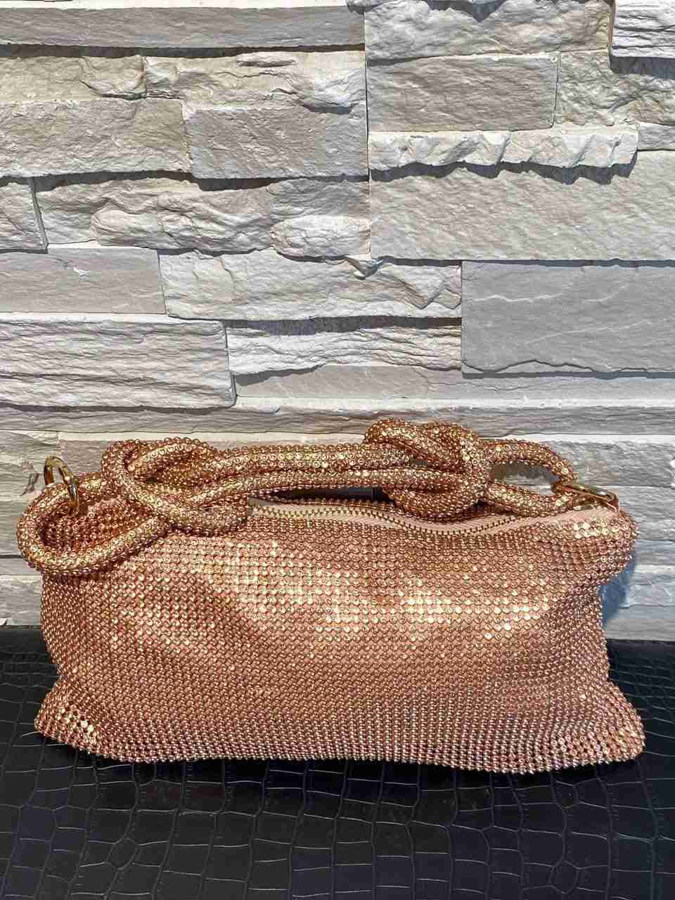 Borsetta strass mini con manico nodato