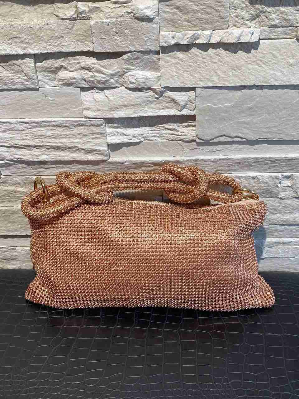 Borsetta strass mini con manico nodato