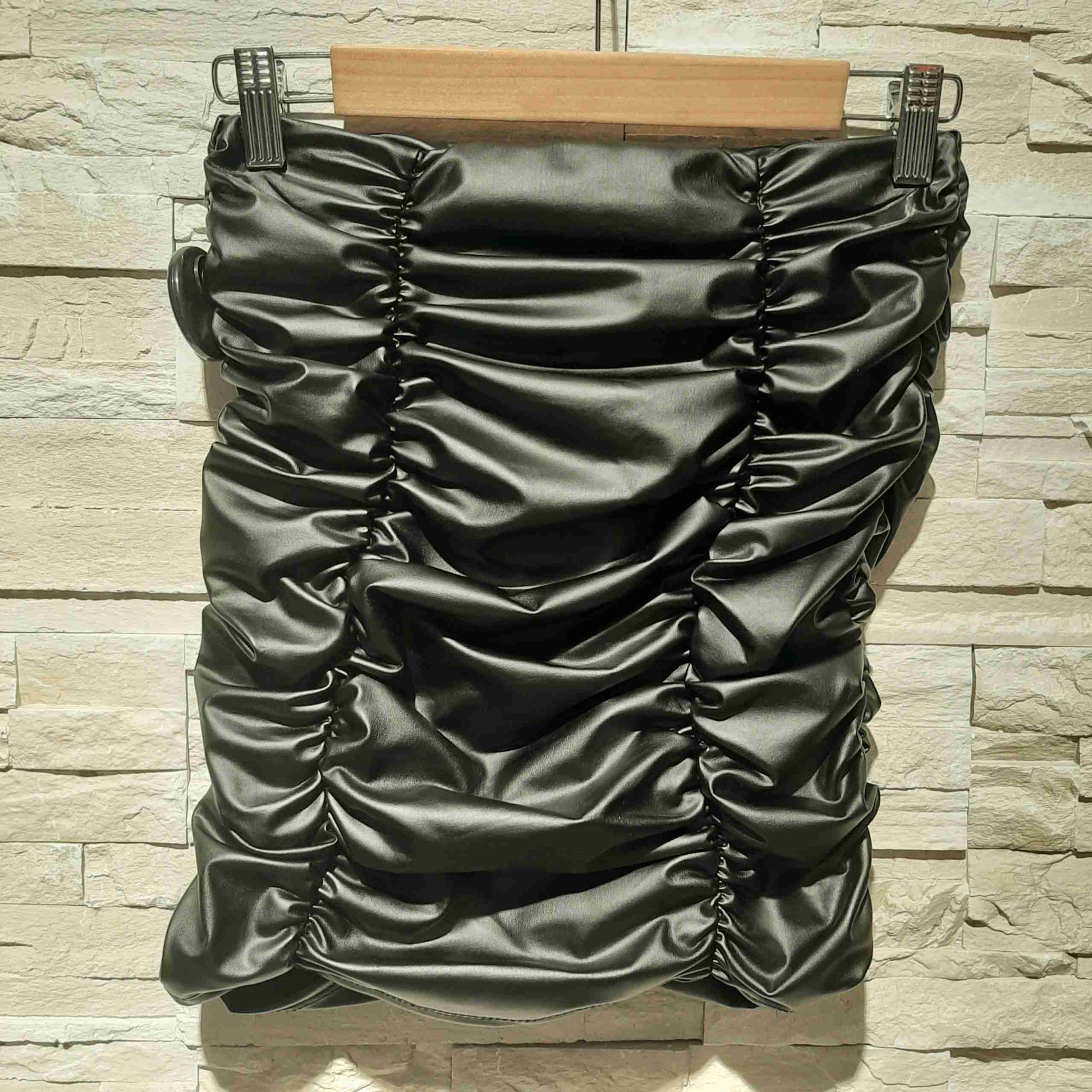 Gonna ecopelle drappeggiata