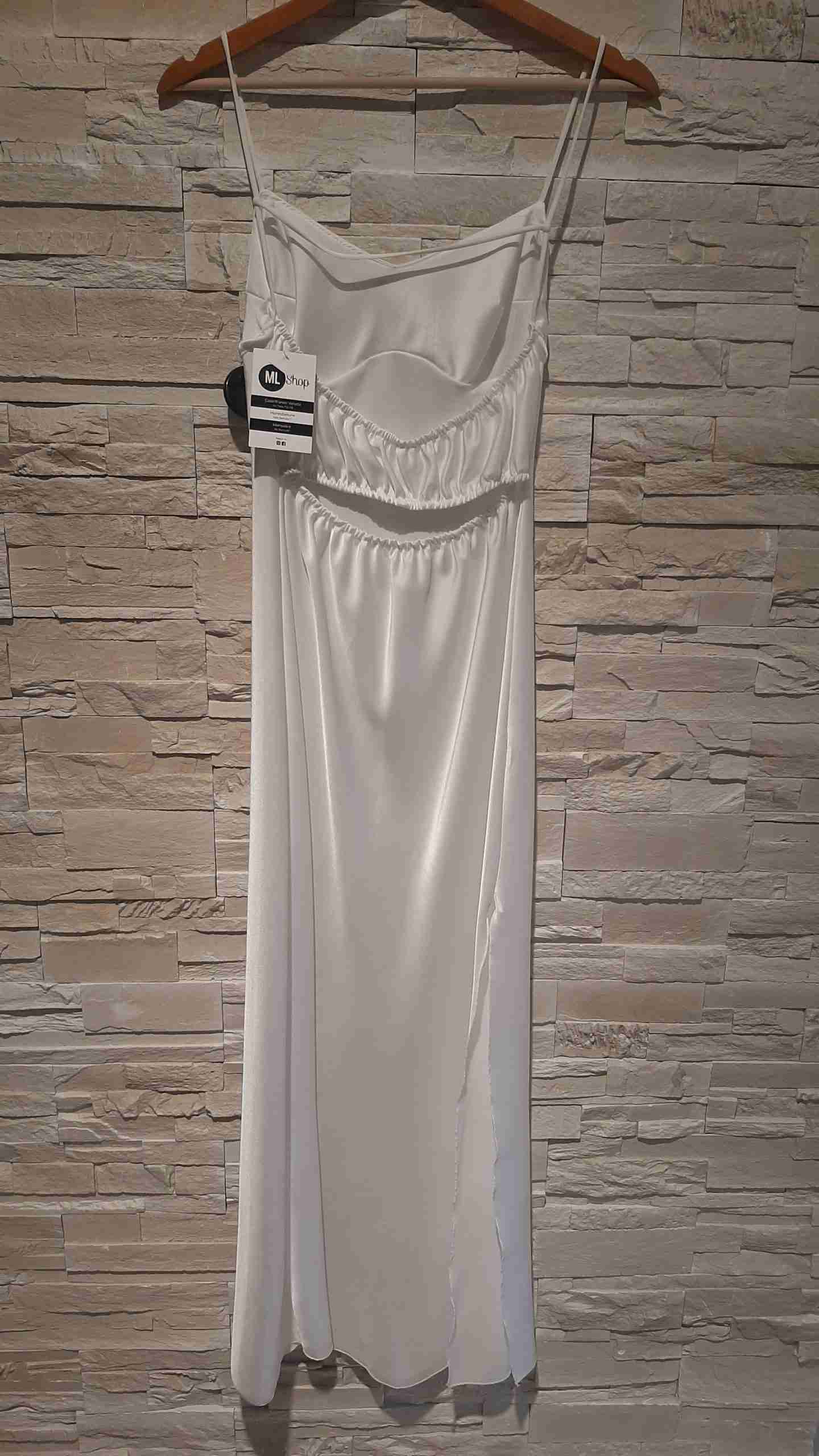 Abito a corsetto in raso con spacco