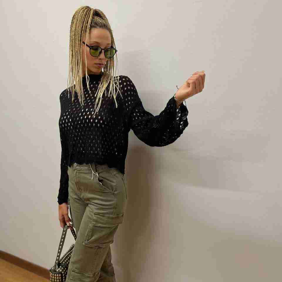 Pullover in maglia traforata