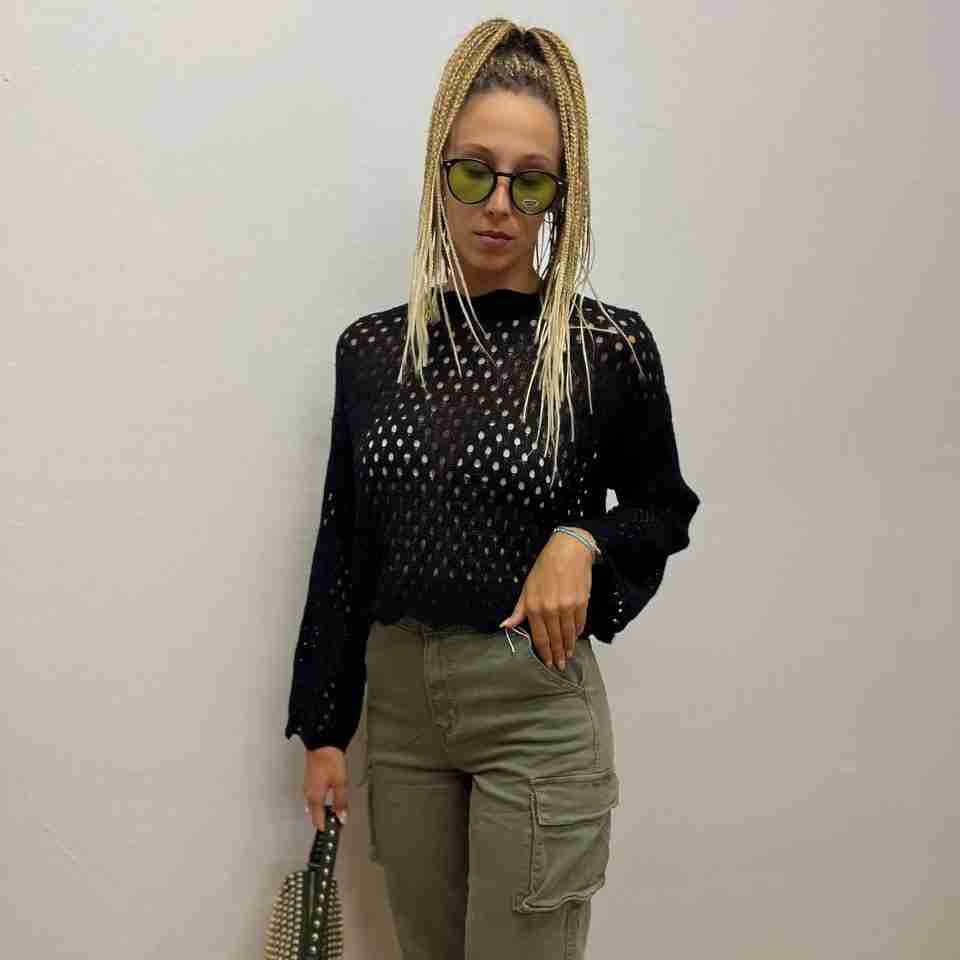 Pullover in maglia traforata