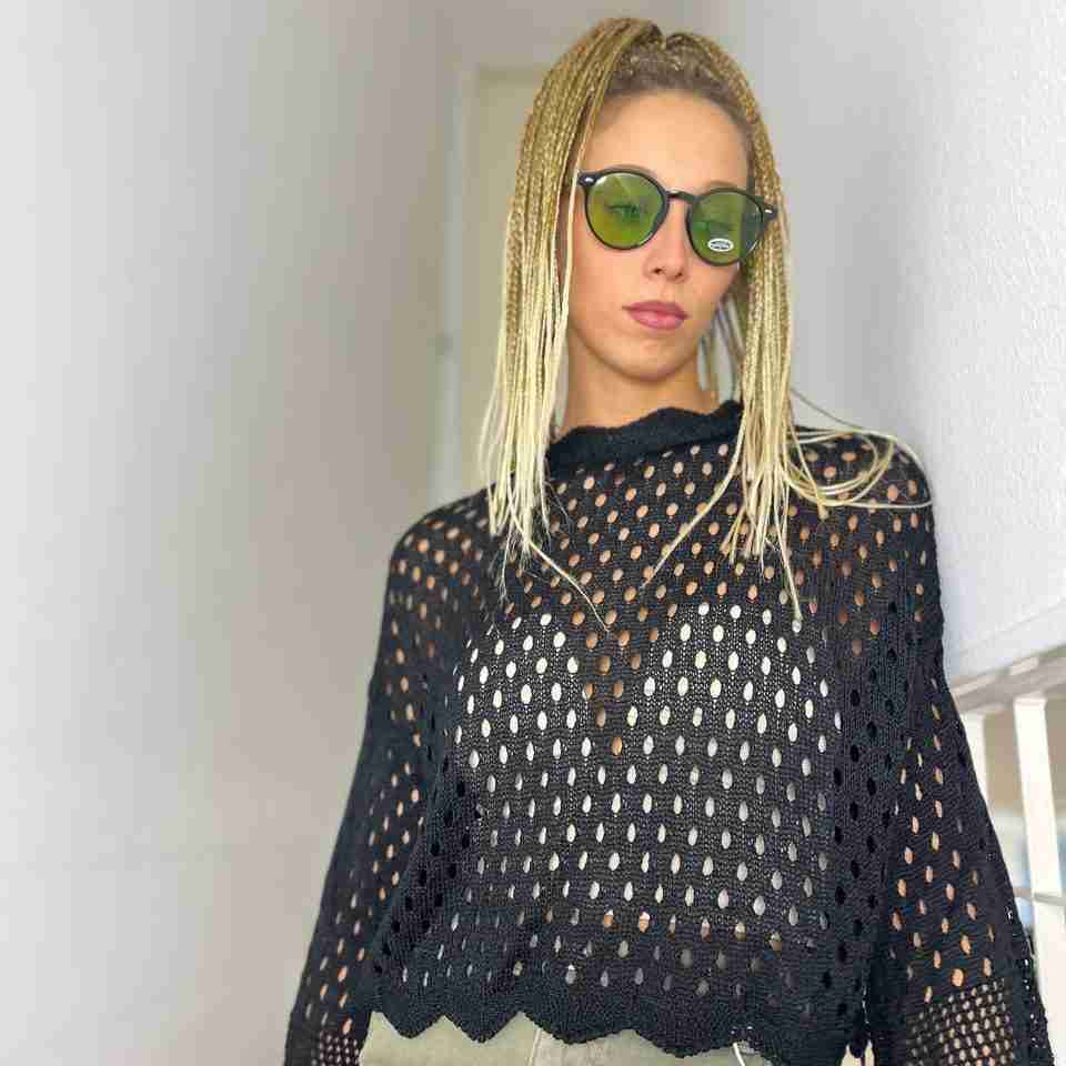 Pullover in maglia traforata