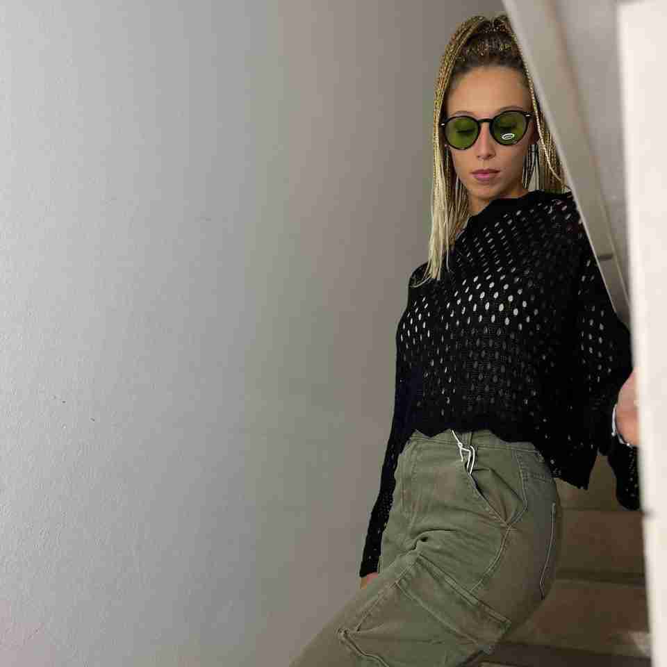 Pullover in maglia traforata