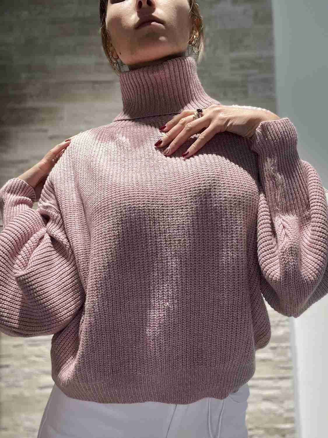 Maglione dolcevita lurex