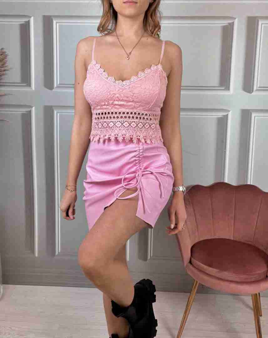 Gonna in ecopelle con arricciatura