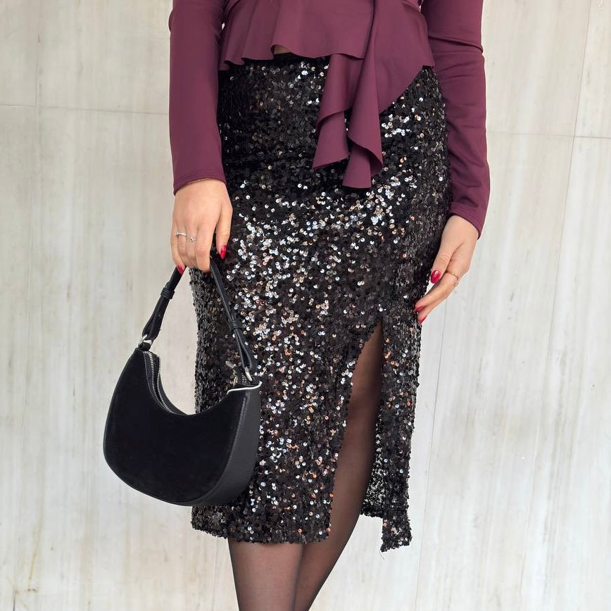 Gonna longuette in paillettes