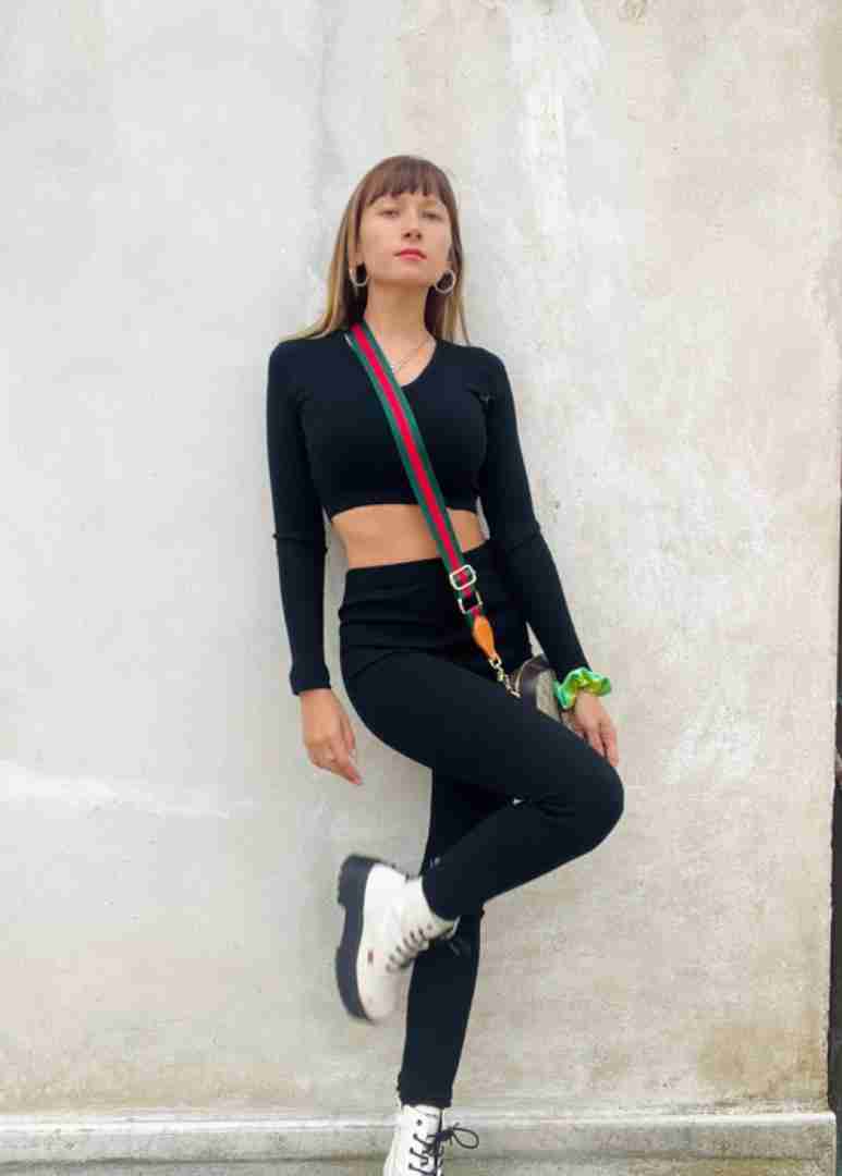 Coordinato leggins e maglione in lanetta a costine