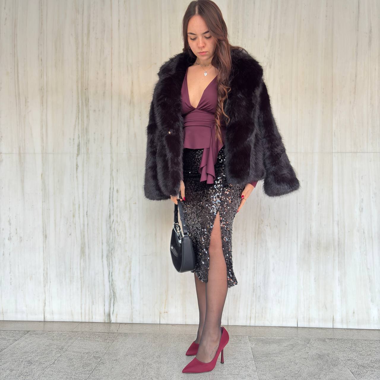 Gonna longuette in paillettes