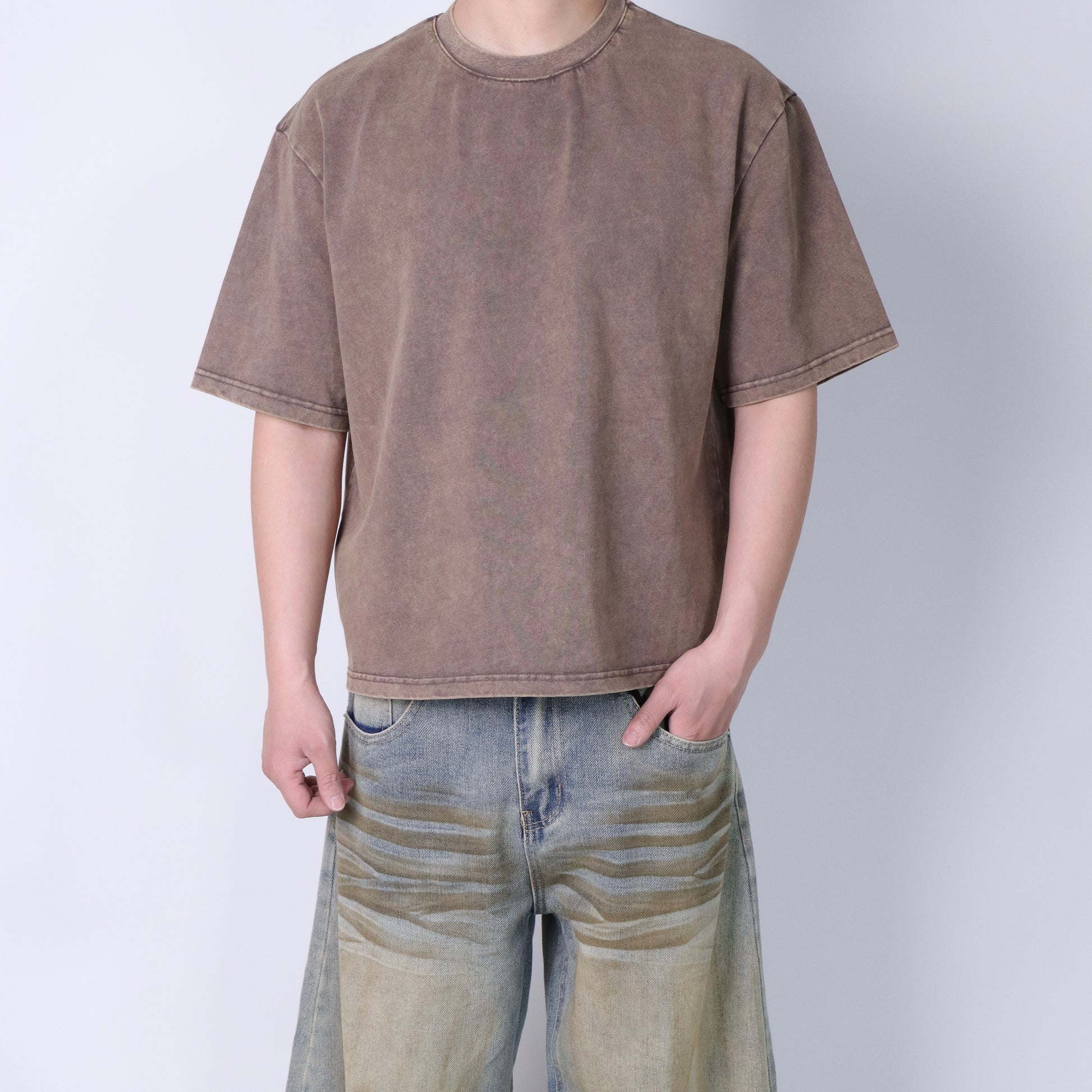 T-shirt crop stone wash