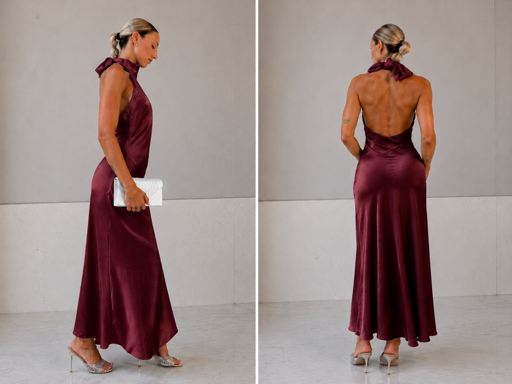 Abito Nicole in raso con fiocco