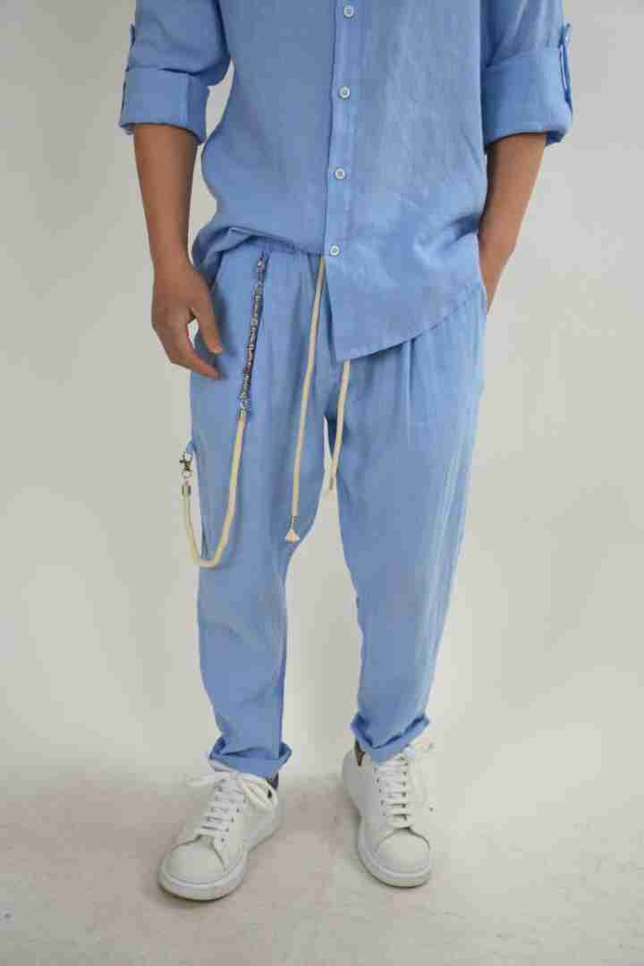 Pantaloni con coulisse in lino