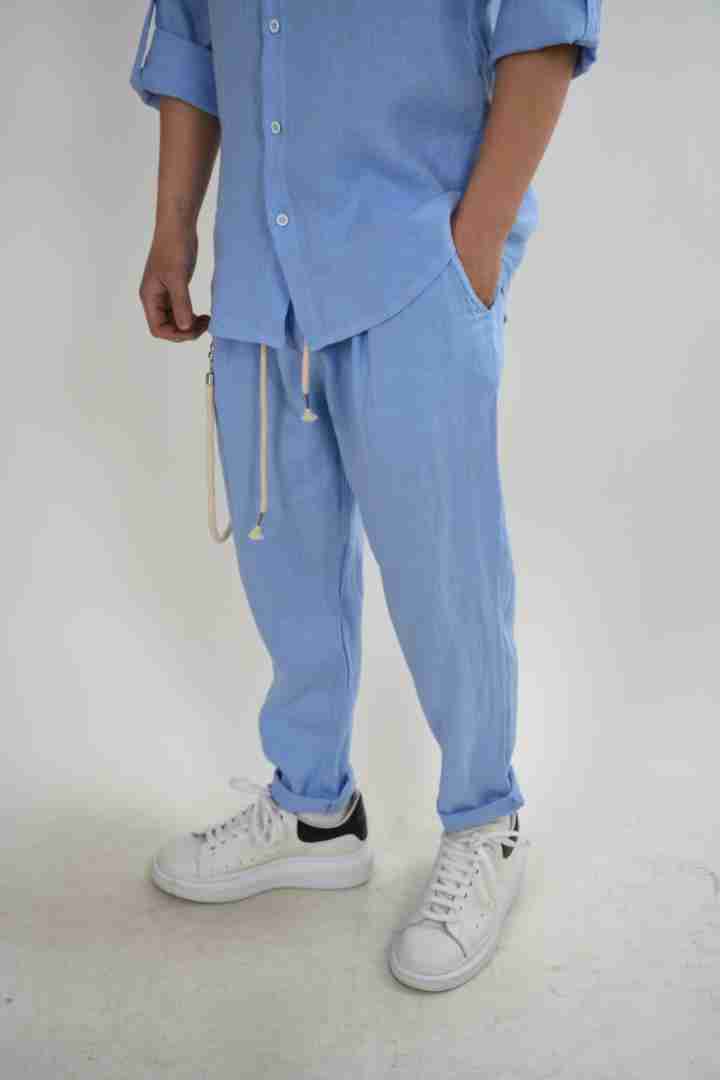 Pantaloni con coulisse in lino