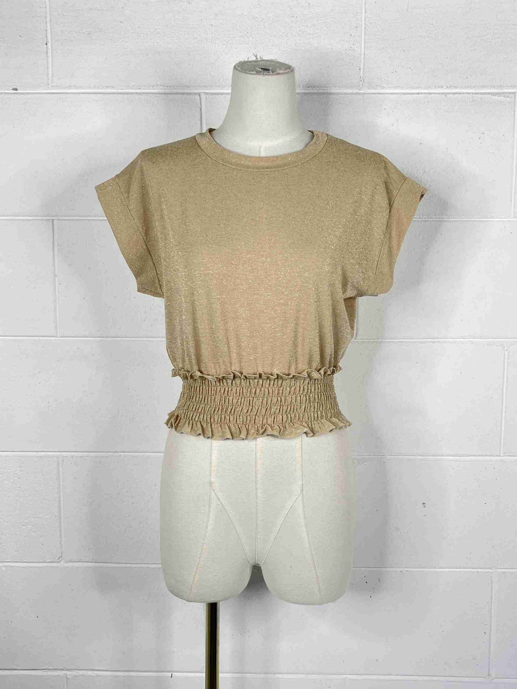 T-shirt in lurex con fascia elastica