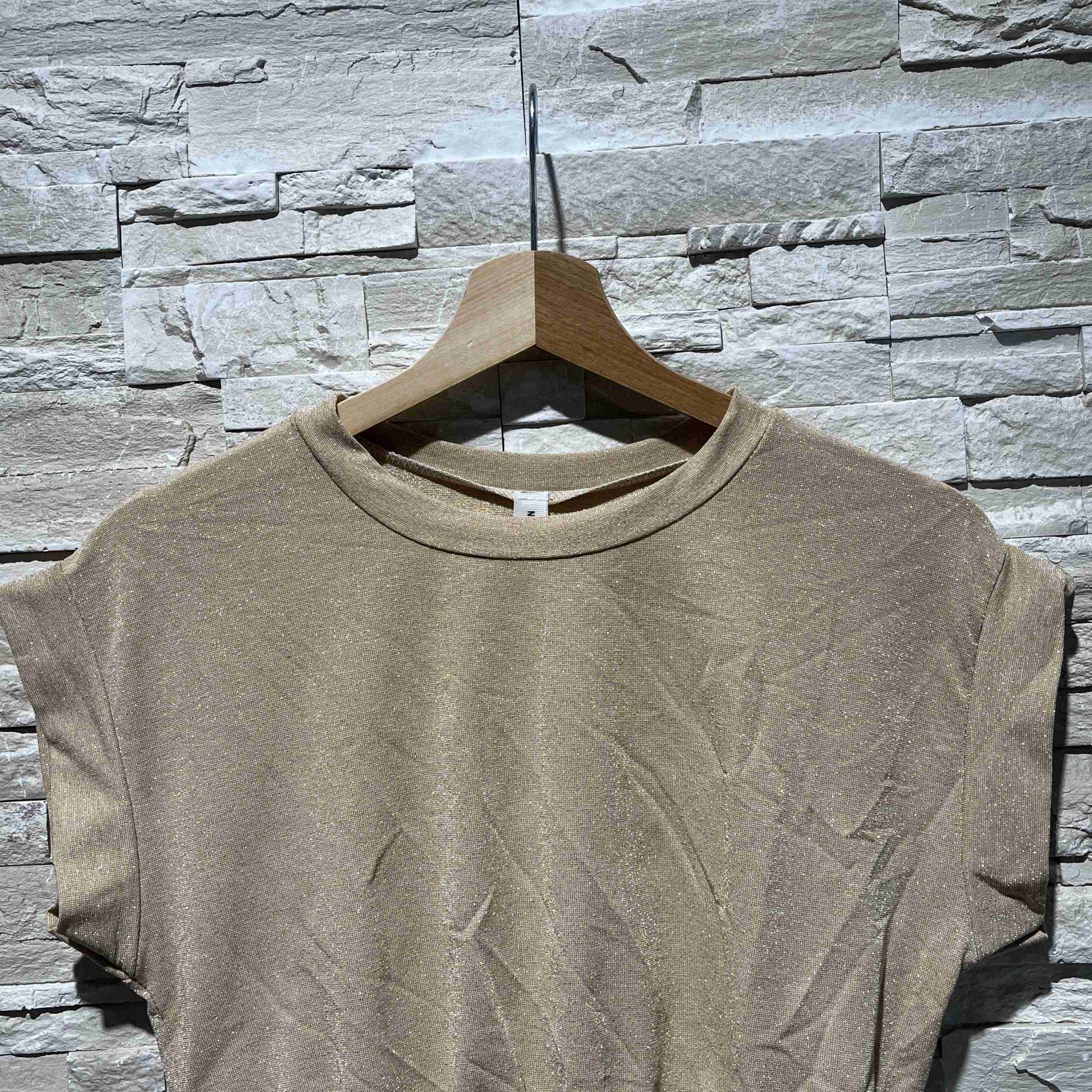T-shirt in lurex con fascia elastica