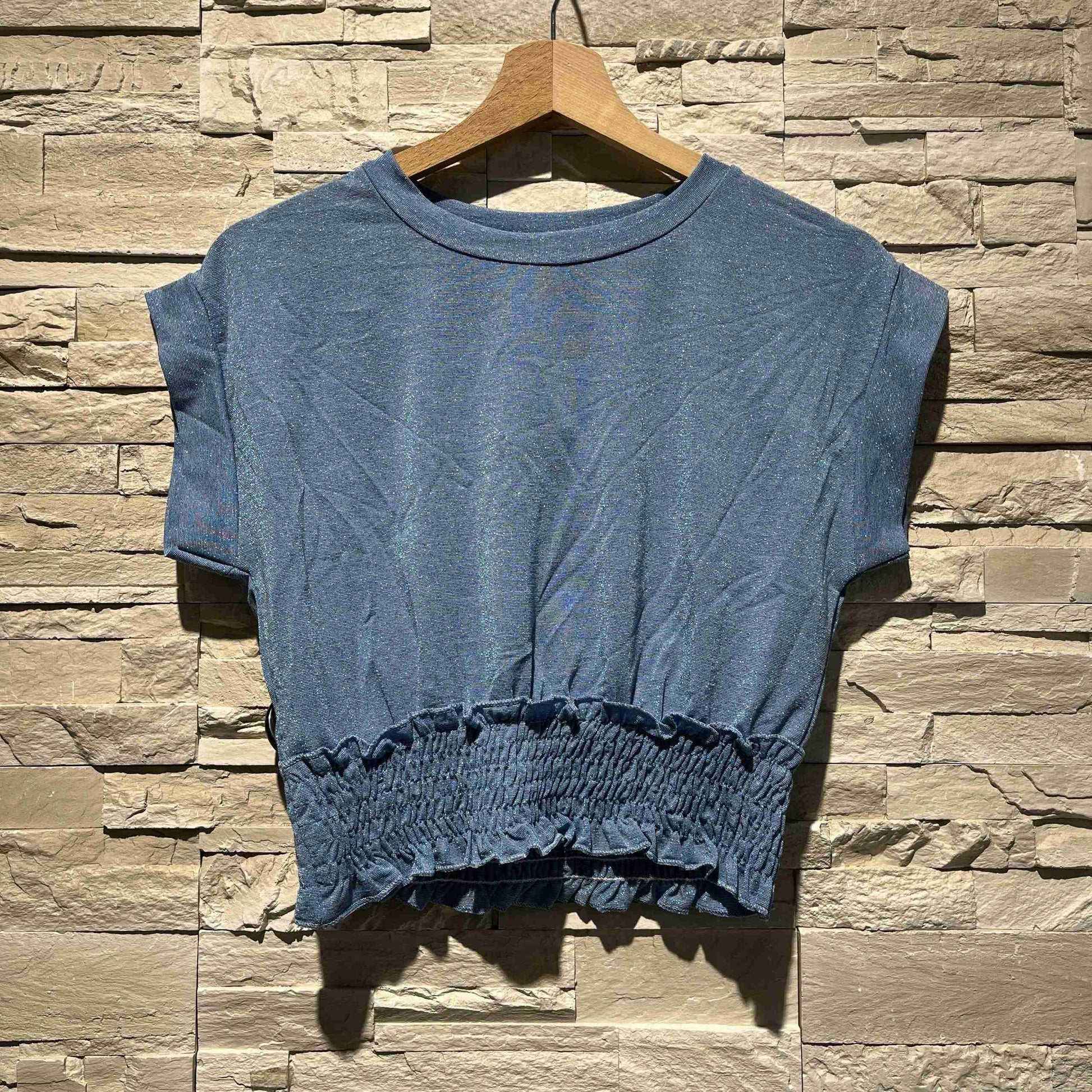 T-shirt in lurex con fascia elastica