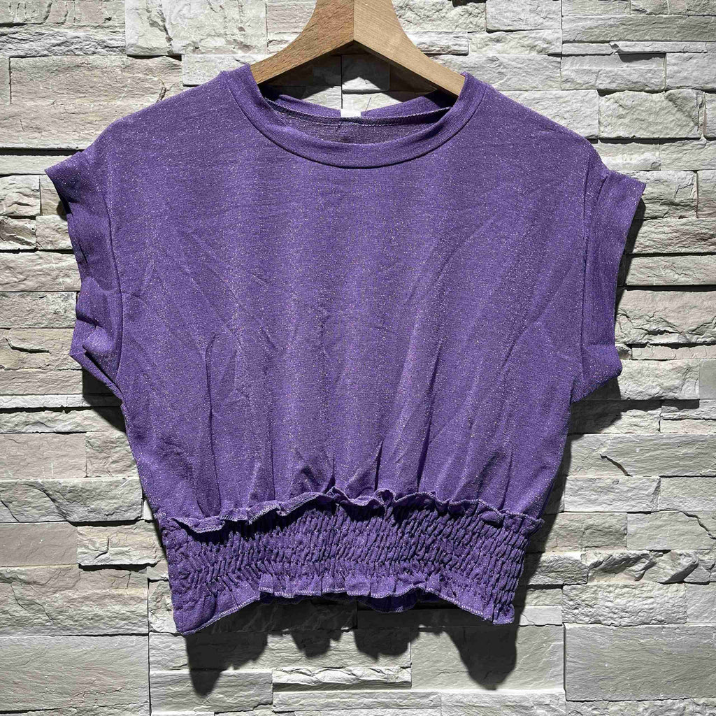 T-shirt in lurex con fascia elastica