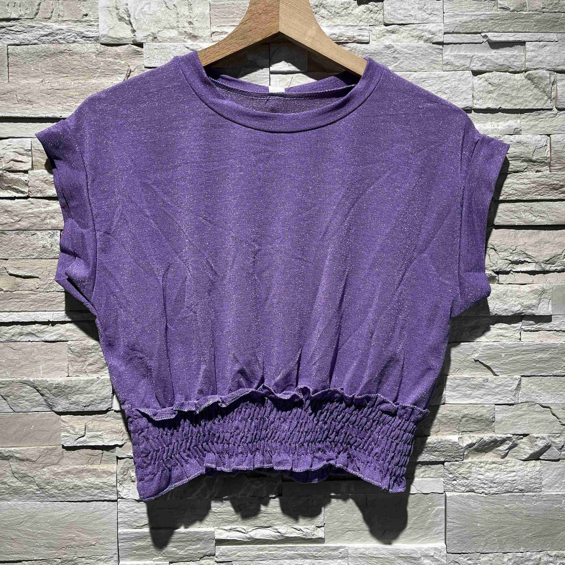 T-shirt in lurex con fascia elastica
