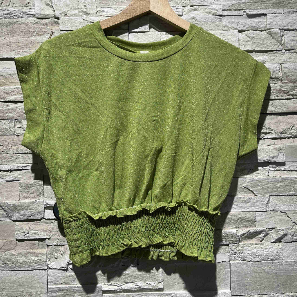 T-shirt in lurex con fascia elastica