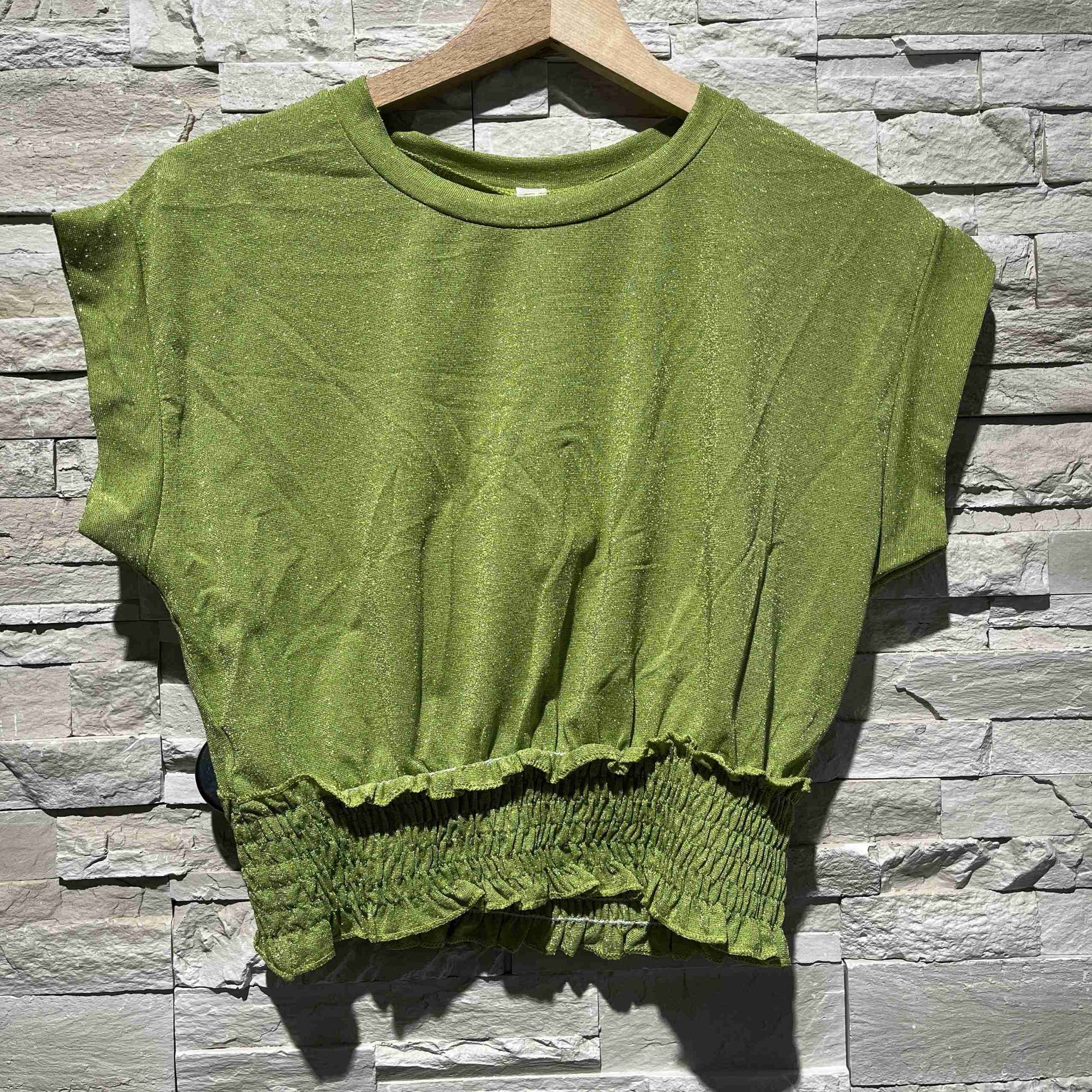 T-shirt in lurex con fascia elastica