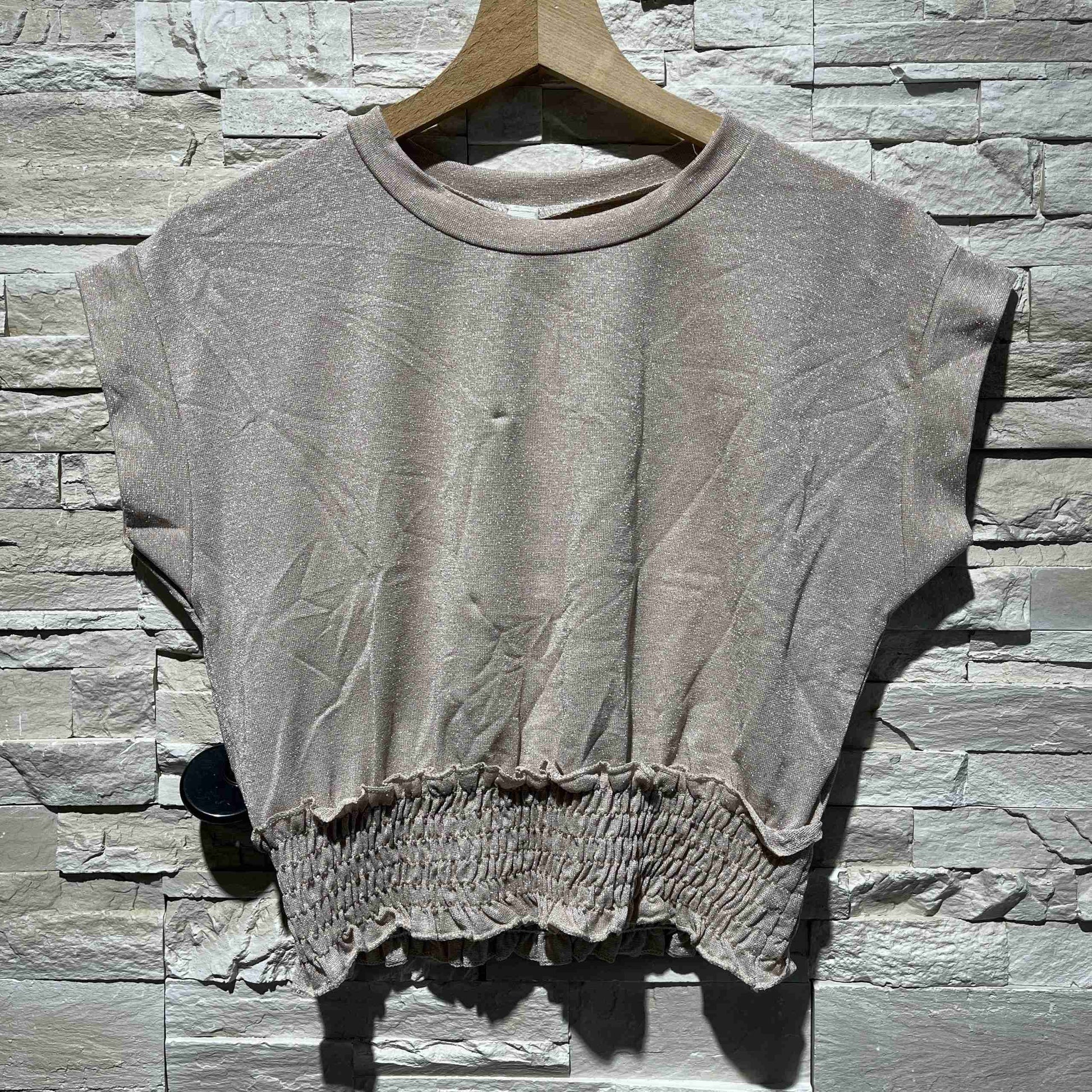 T-shirt in lurex con fascia elastica