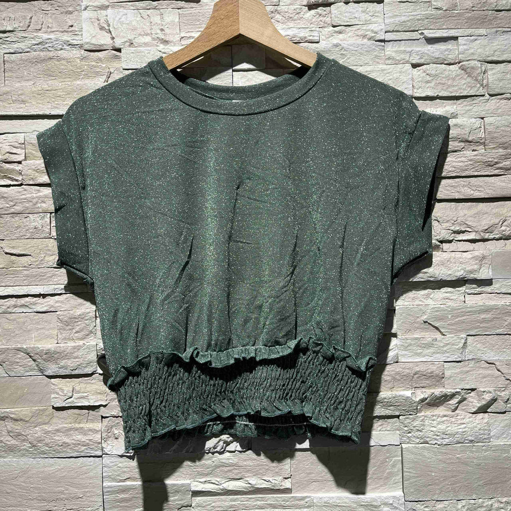 T-shirt in lurex con fascia elastica