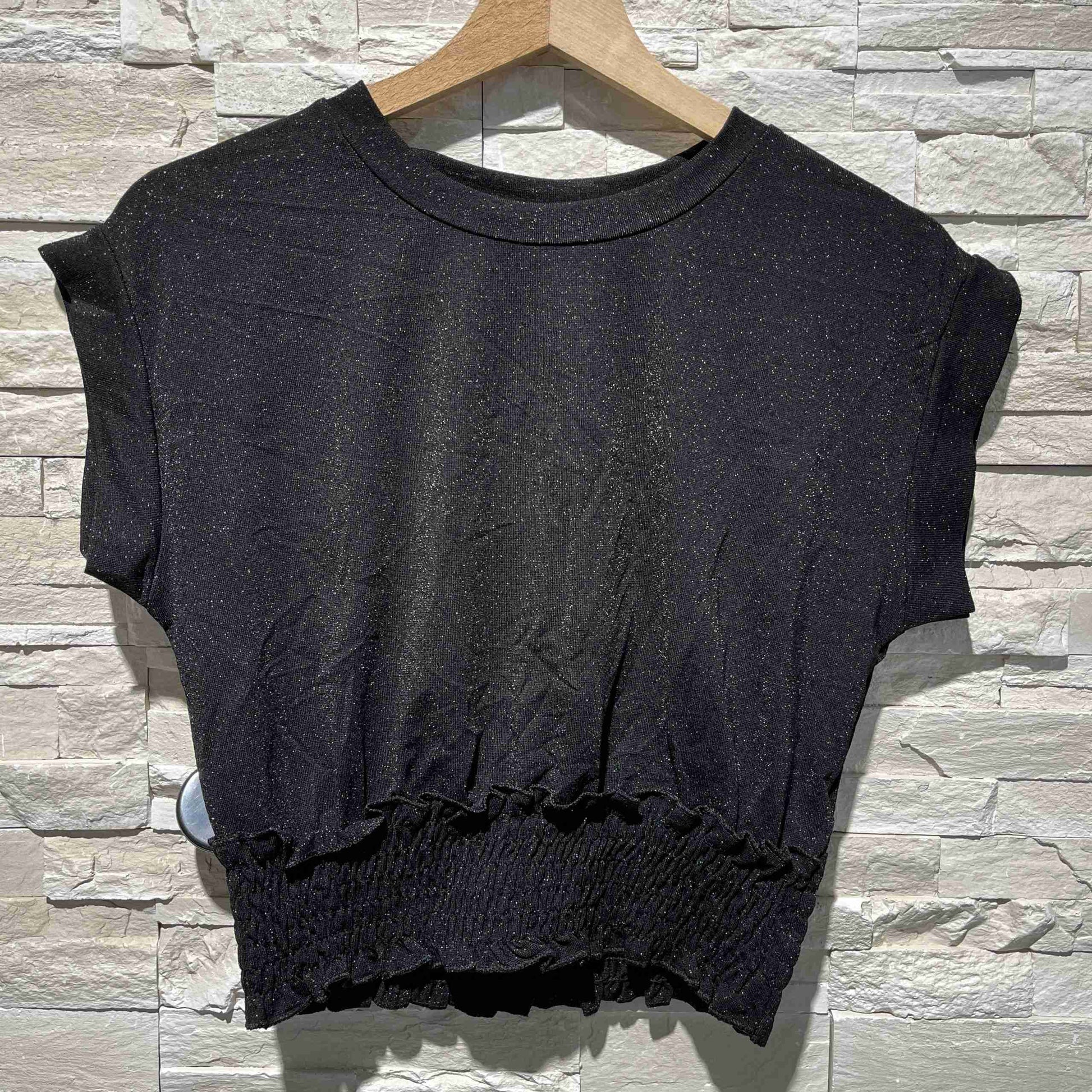 T-shirt in lurex con fascia elastica