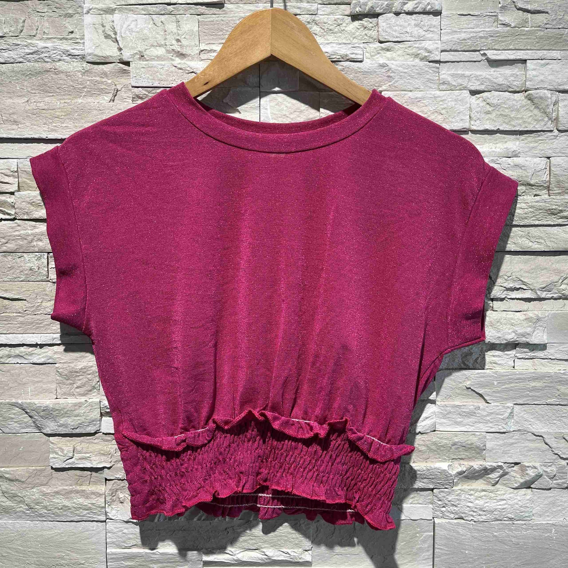 T-shirt in lurex con fascia elastica