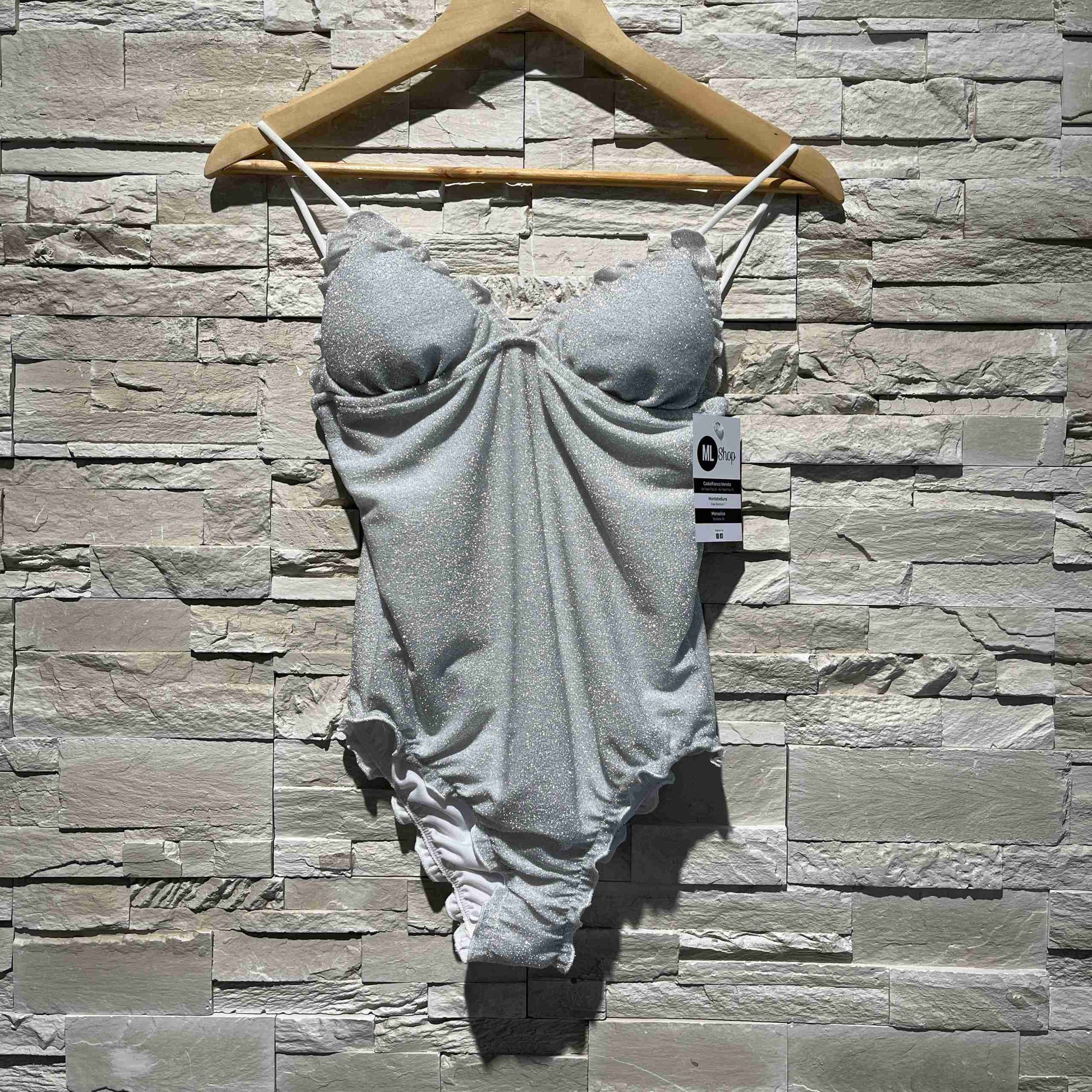 Costume intero in lurex con arricciature