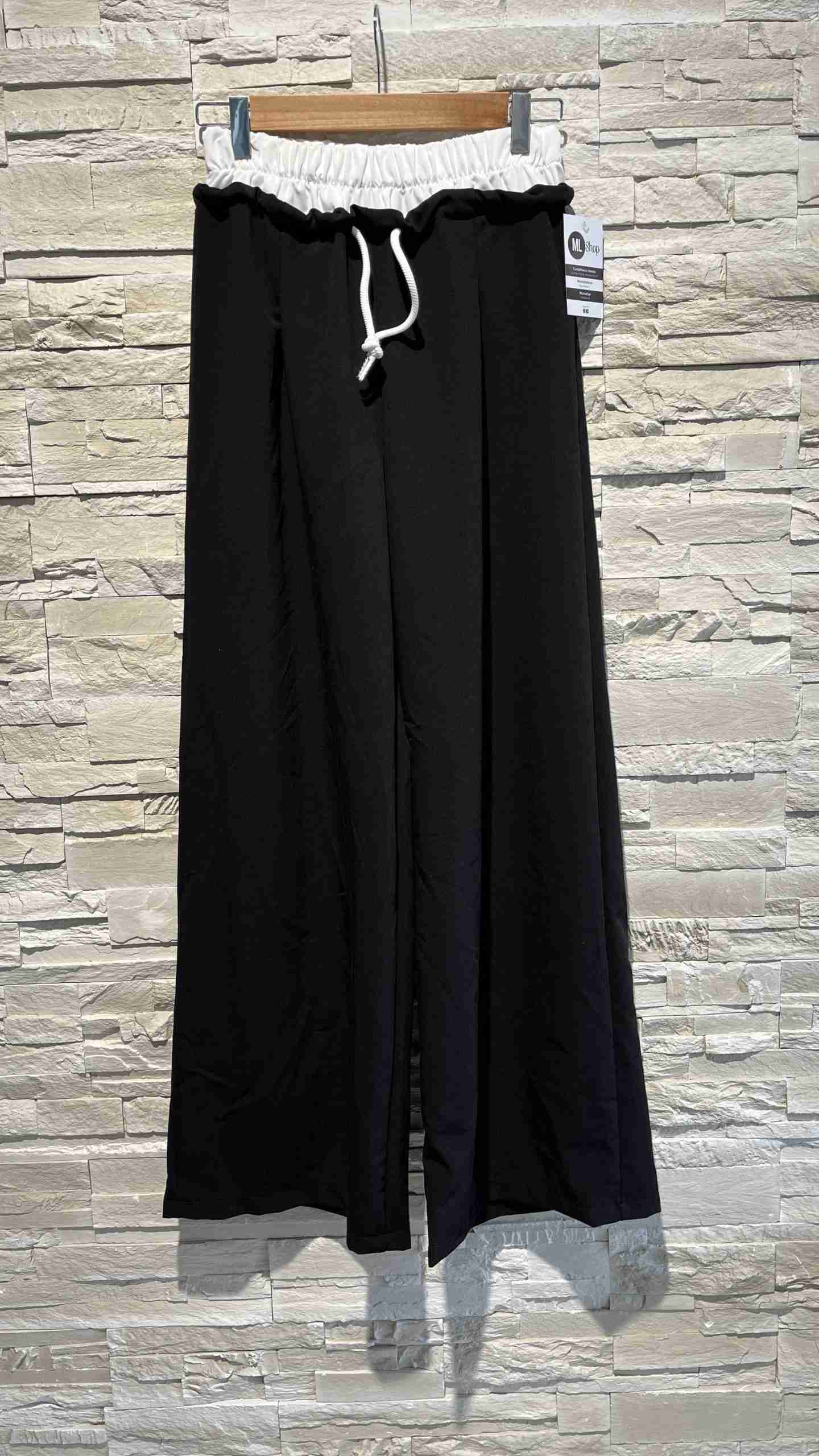 Pantaloni tuta a palazzo con fascia bicolore
