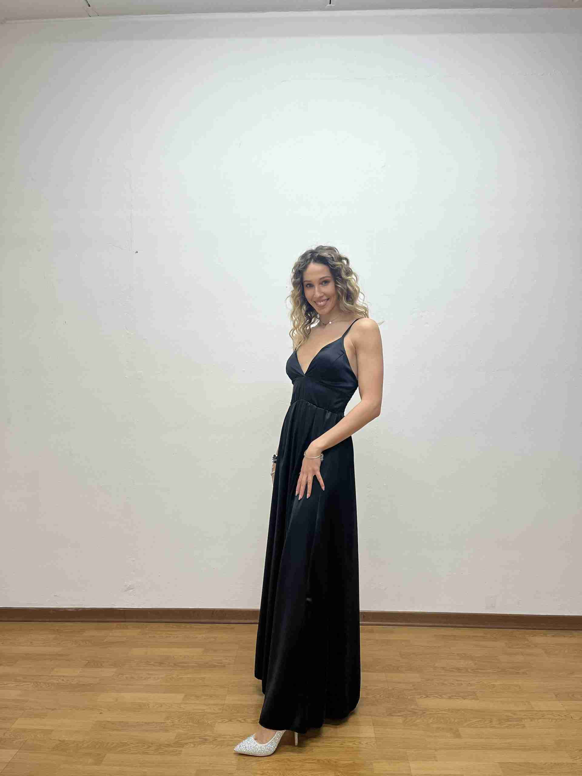 Abito raso spalline regolabili con spacco