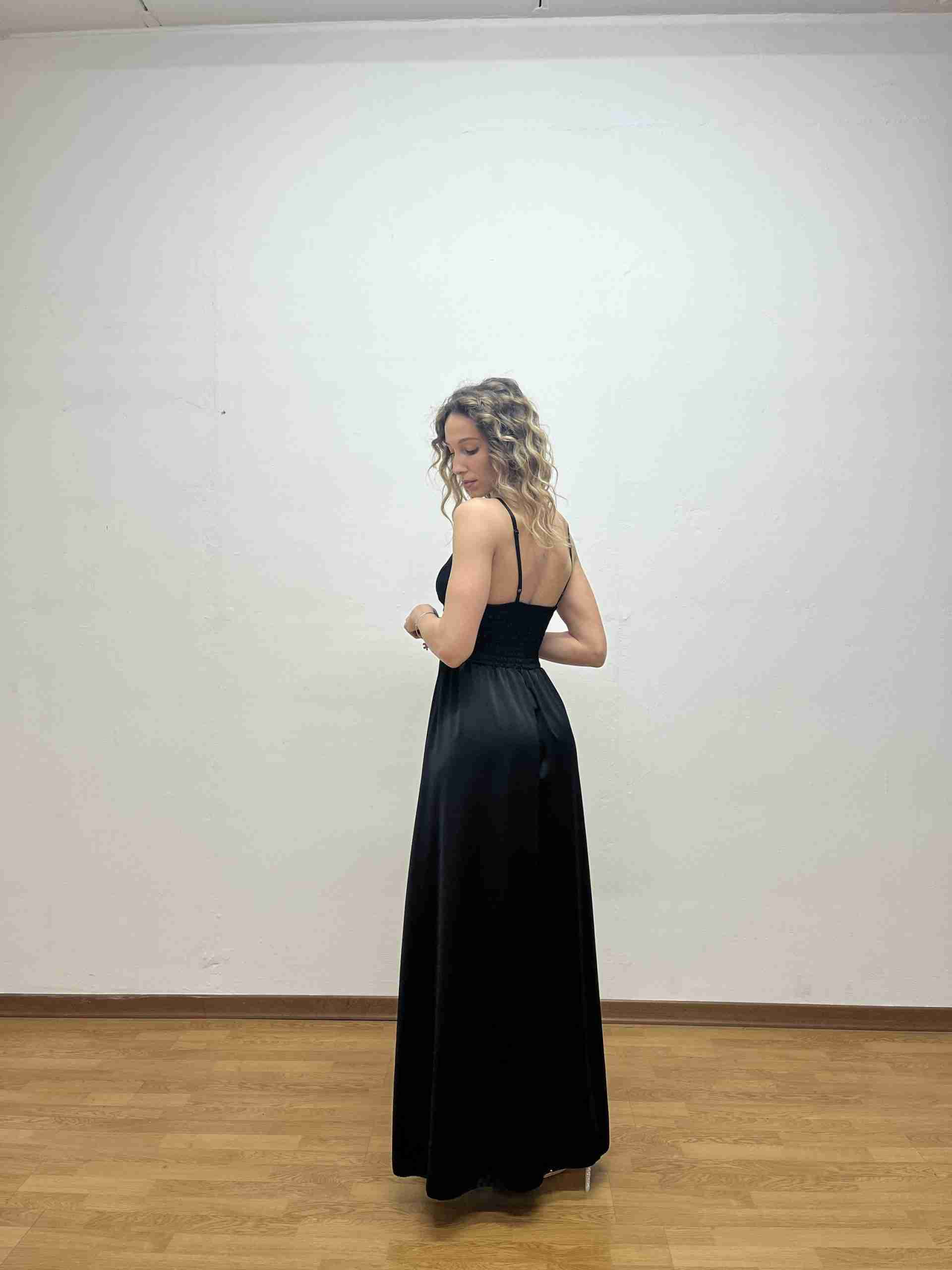 Abito raso spalline regolabili con spacco