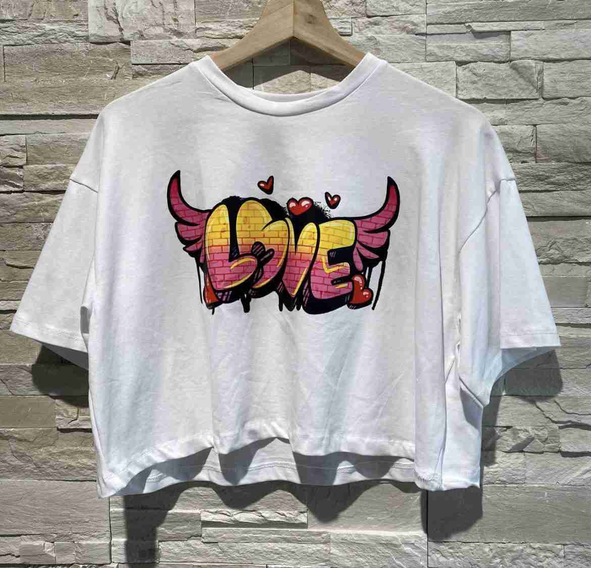 T-shirt crop con stampa
