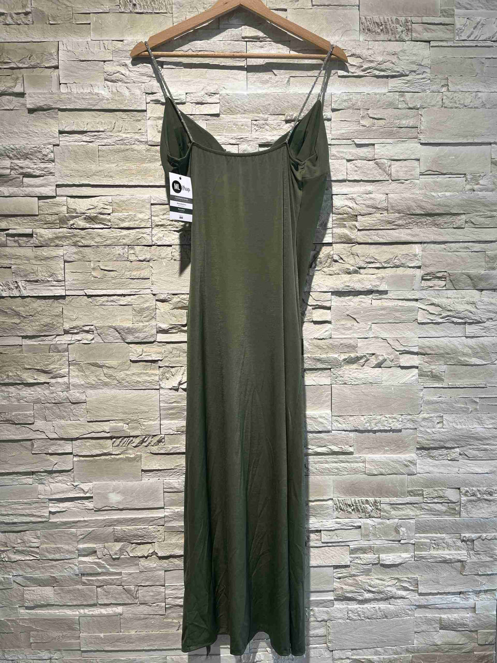 Abito midi con spalline glitter