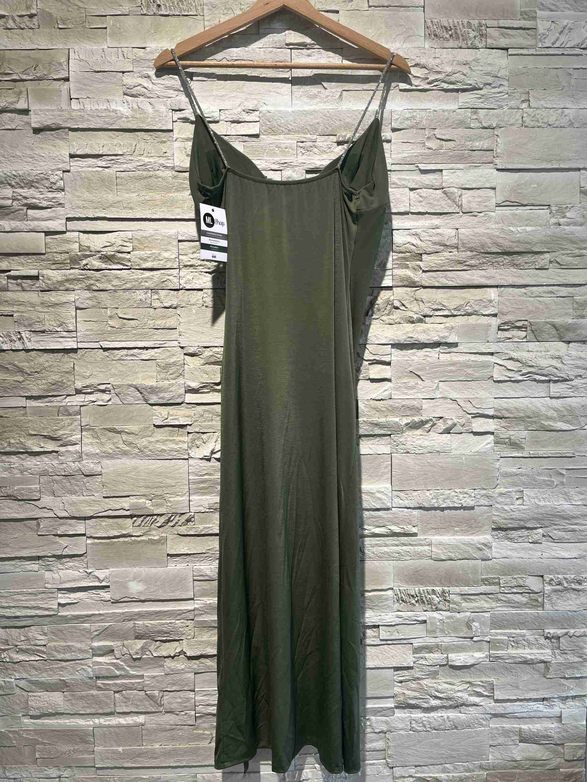 Abito midi con spalline glitter