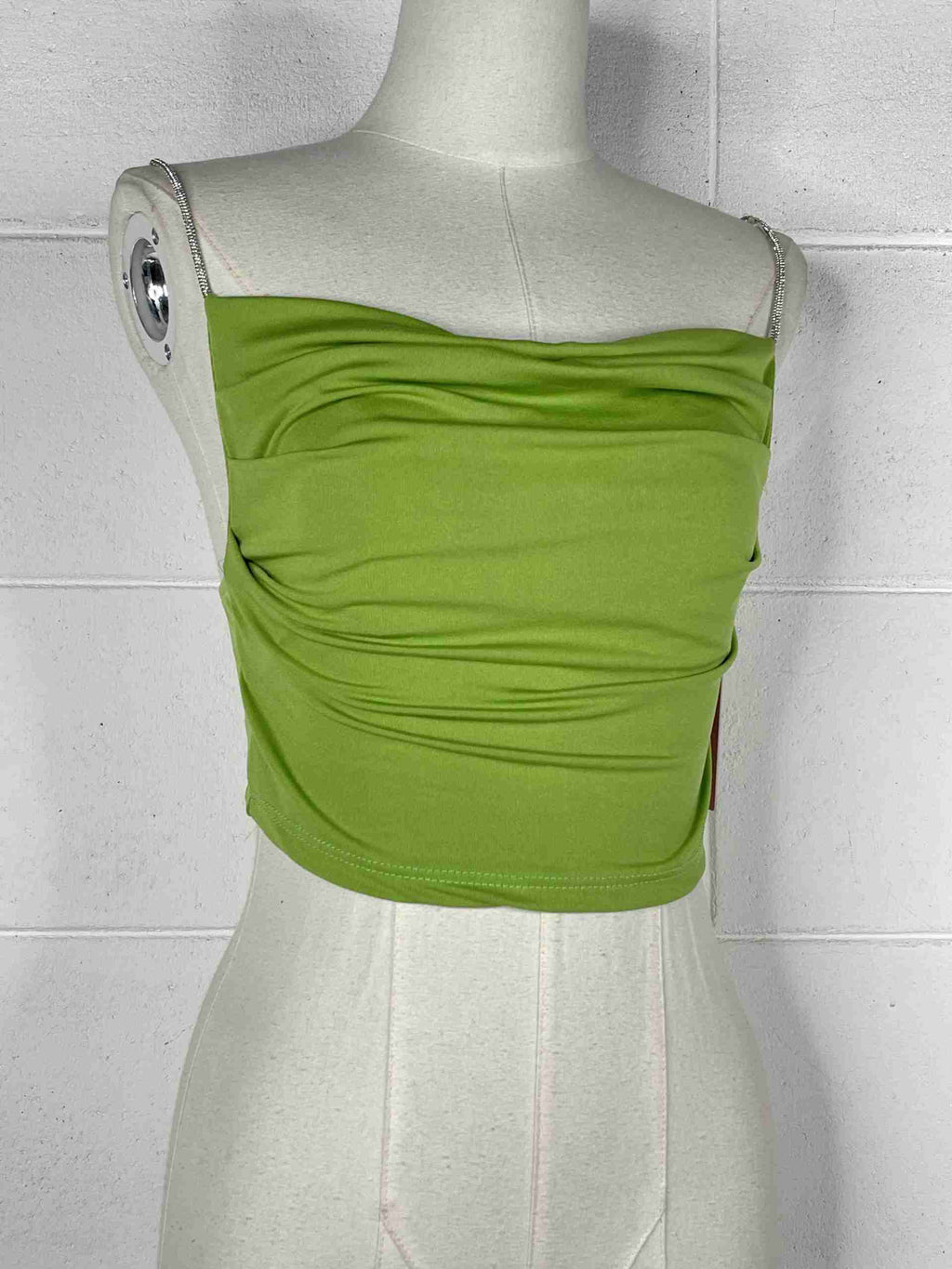 Top scollo drappeggiato e spalline glitter