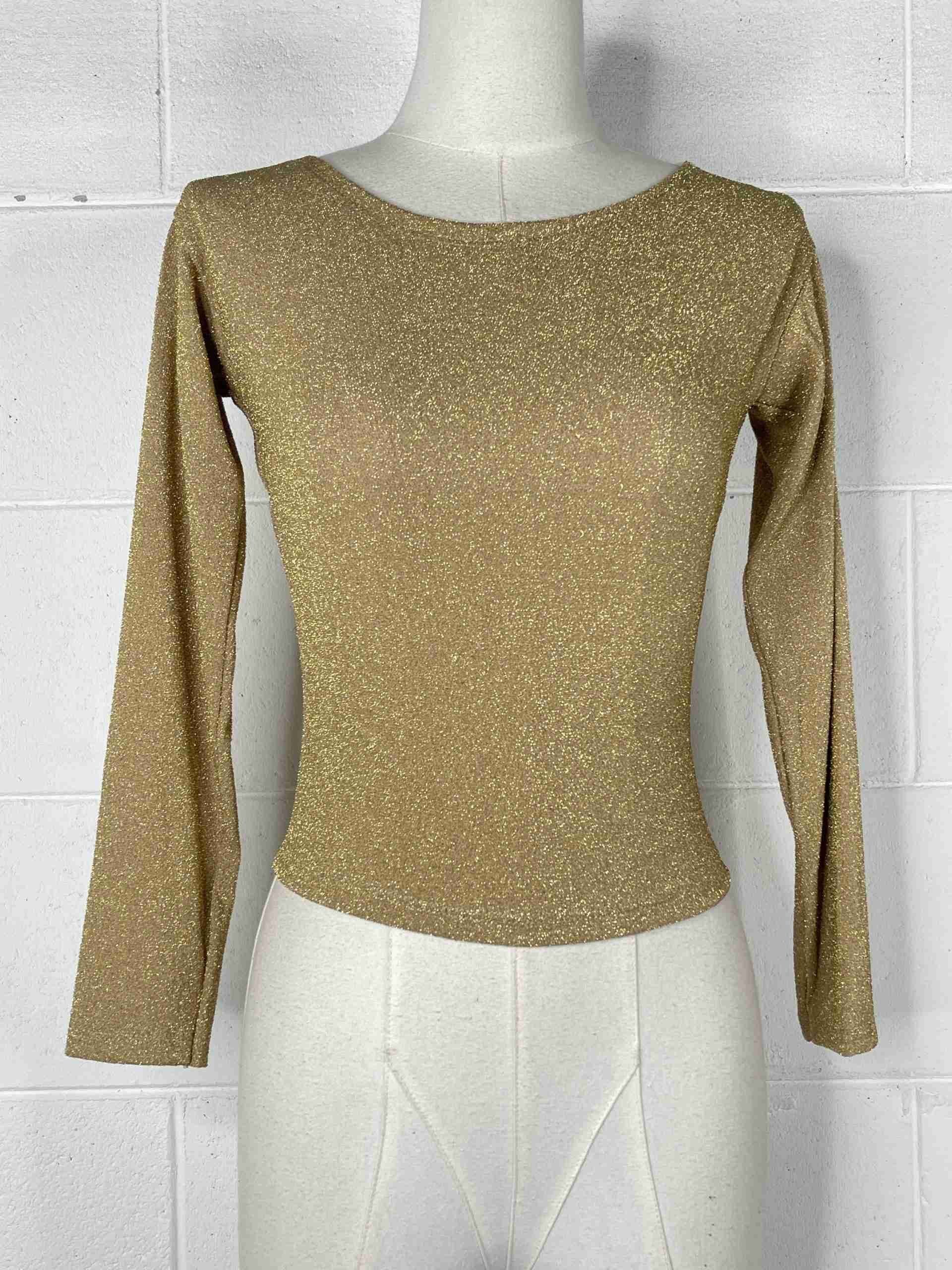 Top lurex manicha lunga con schiena scoperta