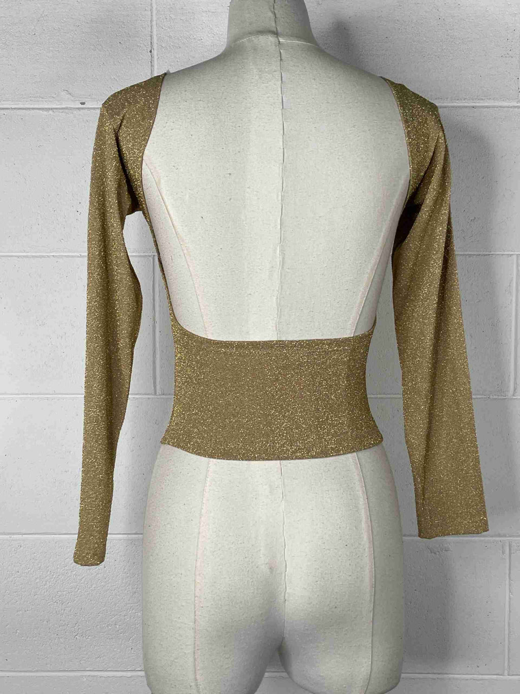 Top lurex manicha lunga con schiena scoperta