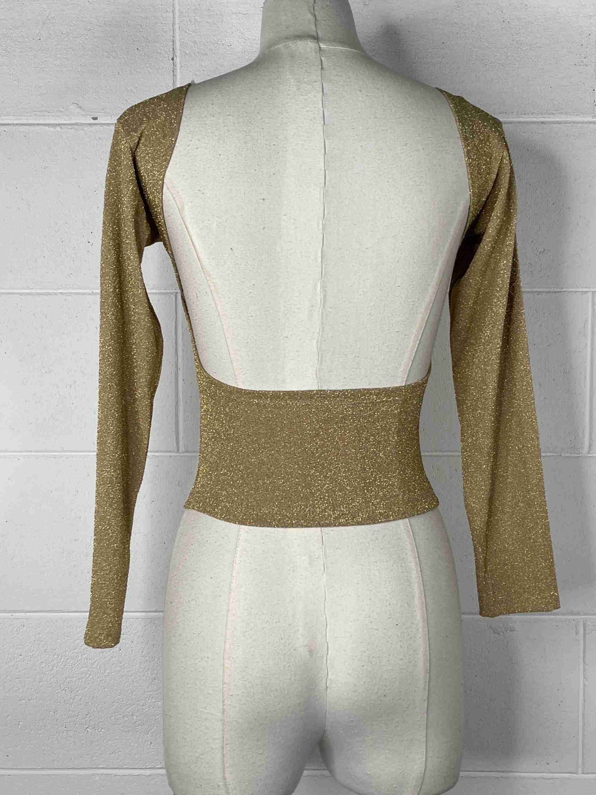 Top lurex manicha lunga con schiena scoperta